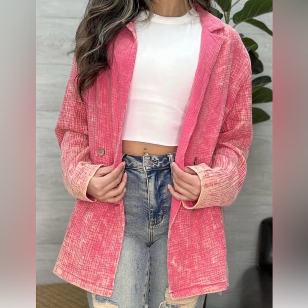 Peach Love Pink acid wash Women's Jacket 🆕
